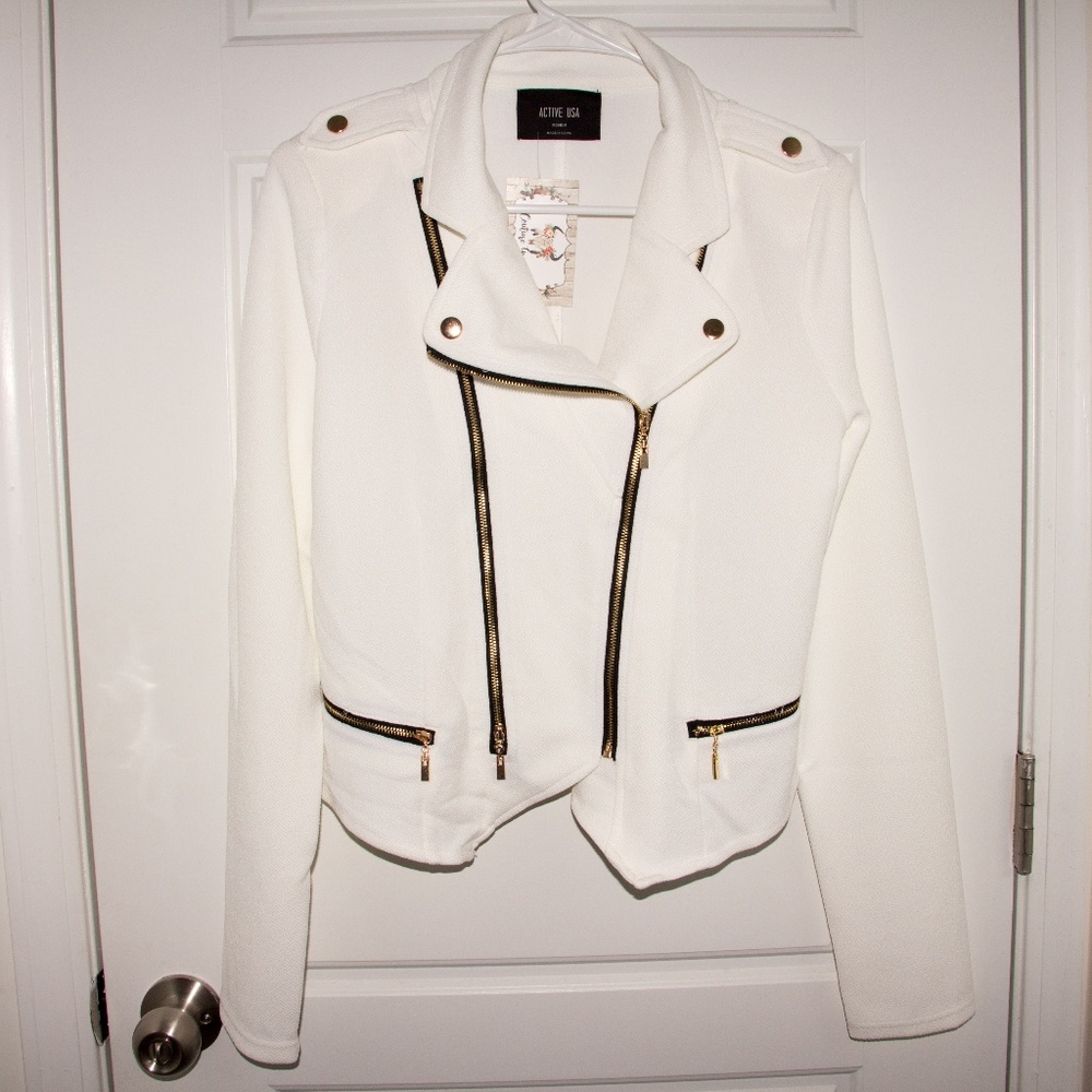 Off White Moto Double Zip Jacket